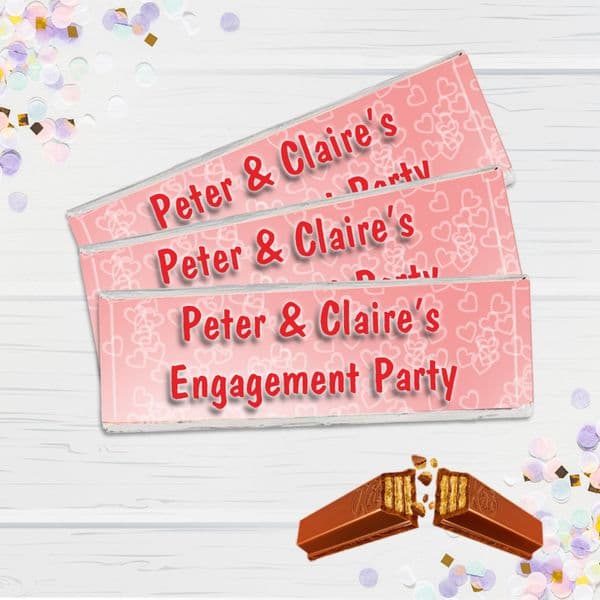 6 x Personalised 2 Finger KitKat Chocolate Favours - Love Hearts N5