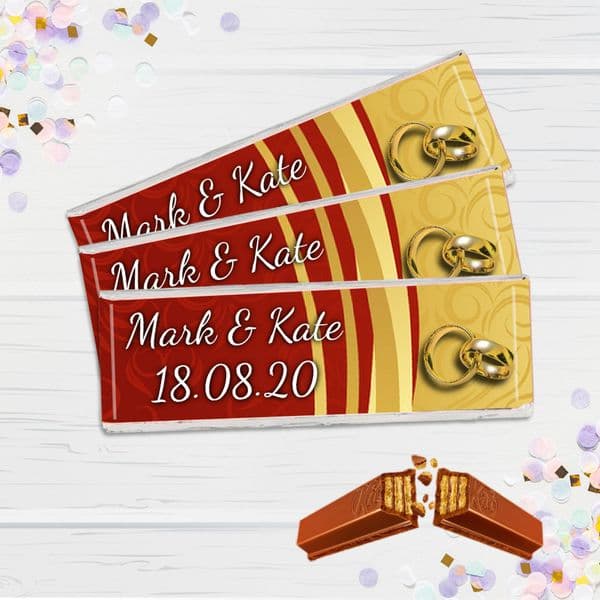6 x Personalised 2 Finger KitKat Chocolate Favours - Wedding Day Favors N16