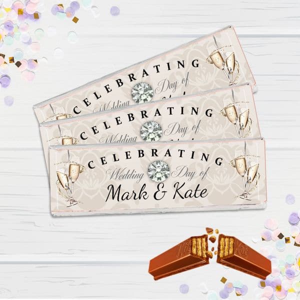 6 x Personalised 2 Finger KitKat Chocolate Favours - Wedding Day Favors N17