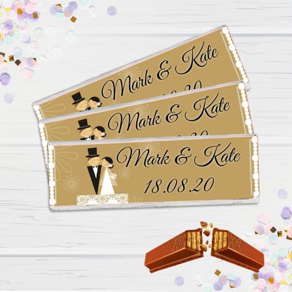 6 x Personalised 2 Finger KitKat Chocolate Favours - Wedding N14