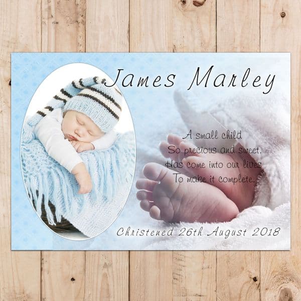 Boys Personalised Christening Baptism Celebration PHOTO Poster Banner N19