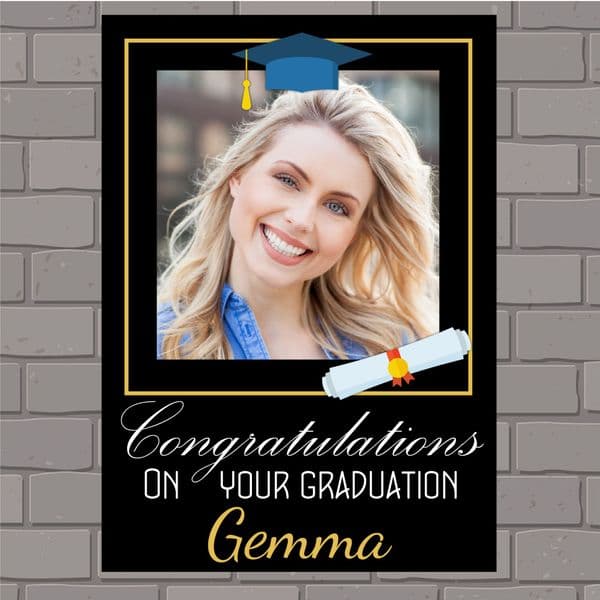 Boys Personalised Graduation Celebration PHOTO Poster Banner N147 University College