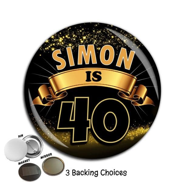 Large 75mm Personalised Happy Birthday Badge N78
