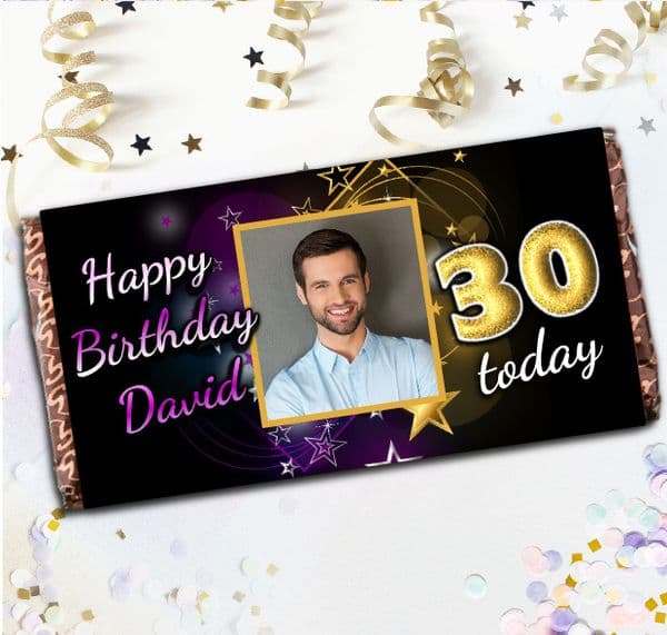 Personalised 110g Chocolate Bar - Happy Birthday N99 ANY AGE
