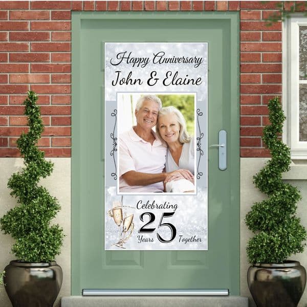Personalised 25th Silver Wedding Anniversary Door PHOTO Banner Poster ~ N18