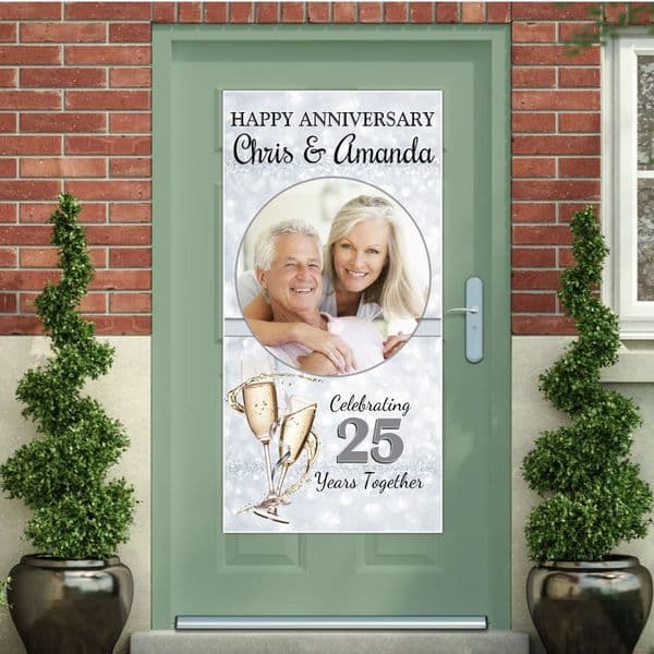 Personalised 25th Silver Wedding Anniversary Door PHOTO Banner Poster ~ N26