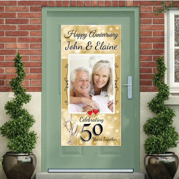 Personalised 50th Golden Wedding Anniversary Door PHOTO Banner Poster ~ N17