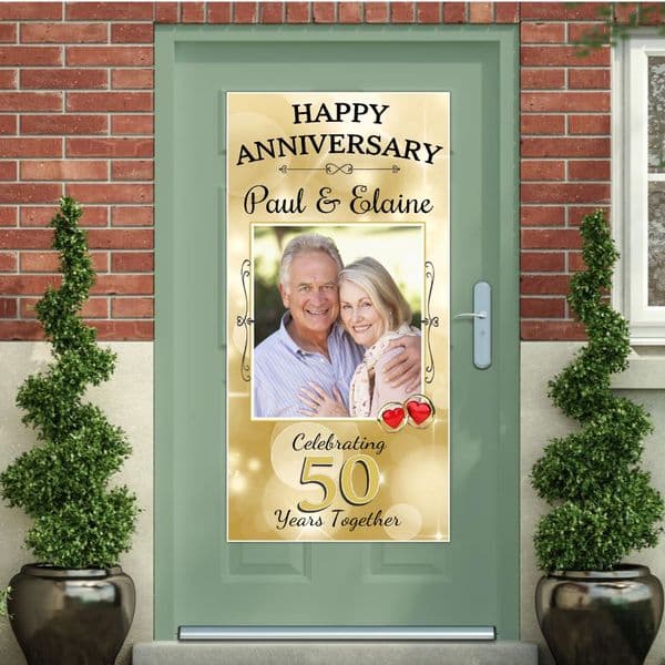 Personalised 50th Golden Wedding Anniversary Door PHOTO Banner Poster ~ N28