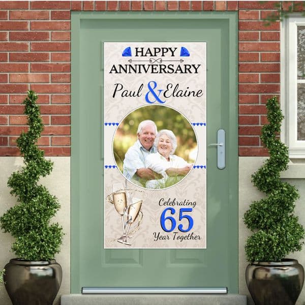 Personalised 65th Blue Anniversary Door PHOTO Banner Poster ~ N27