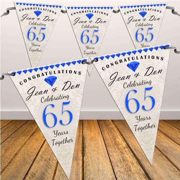 Personalised 65th Wedding Anniversary Celebration Flag Banner Bunting - N56