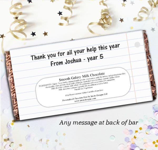 Personalised Best Teacher Milk Chocolate Bar - School Teacher Thank You Gift N129