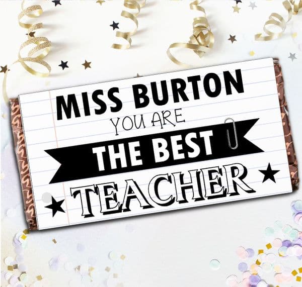 Personalised Best Teacher Milk Chocolate Bar - School Teacher Thank You Gift N129