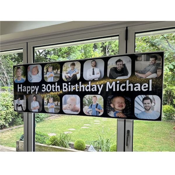 Personalised Birthday Banner Photo Party Decoration Poster Celebration Large 5.5ft x 1.9ft