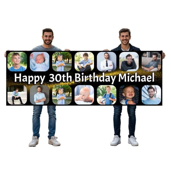 Personalised Birthday Banner Photo Party Decoration Poster Celebration Large 5.5ft x 1.9ft