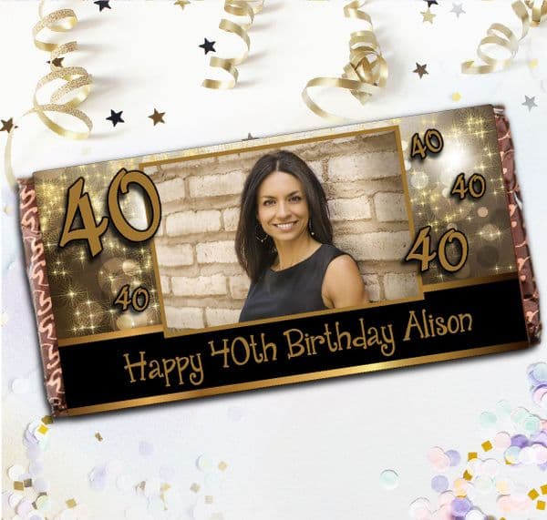Personalised Black & Gold Happy Birthday 110g Chocolate Bar - Gift N31