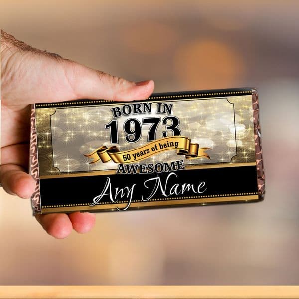 Personalised 'Born In Any Year Awesome'  Chocolate Bar - Happy Birthday N122