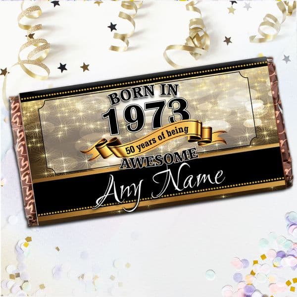 Personalised 'Born In Any Year Awesome'  Chocolate Bar - Happy Birthday N122