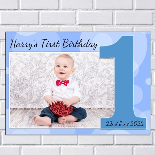 Personalised Boys 1st First Happy Birthday Party PHOTO Banner Poster N75
