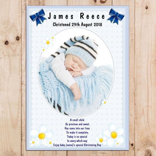 Personalised Boys Christening Baptism Celebration PHOTO Poster Banner N15
