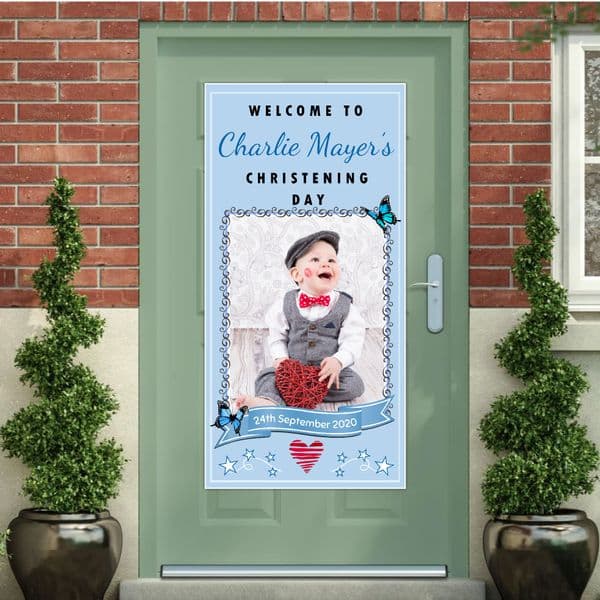 Personalised Boys Christening Baptism Door PHOTO Poster Banner N11