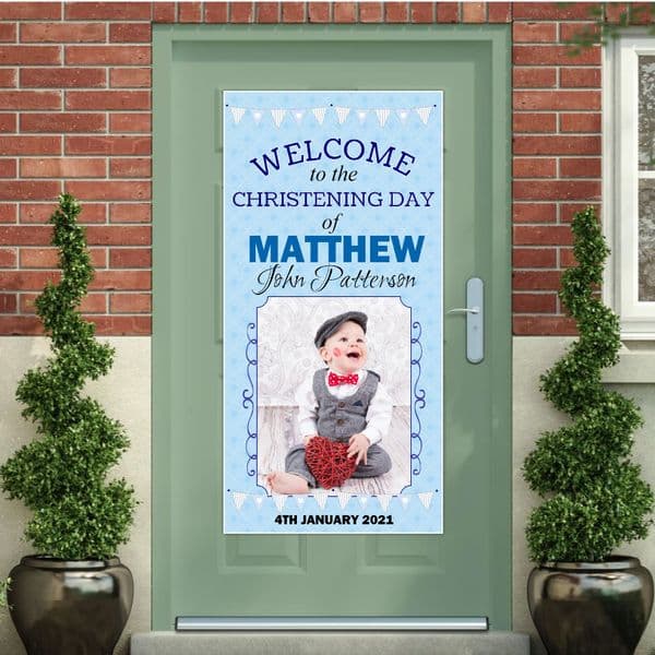 Personalised Boys Christening Baptism Door PHOTO Poster Banner ~ N22