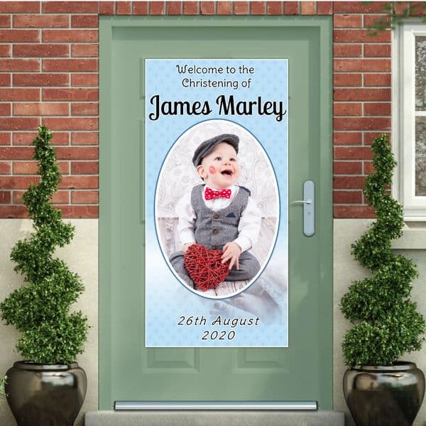 Personalised Boys Christening Baptism Door PHOTO Poster Banner ~ N7
