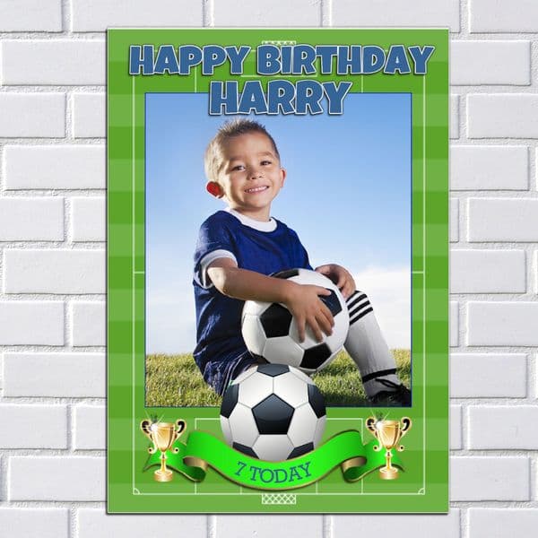 Personalised Boys Football Happy Birthday Party PHOTO Poster Banner N90