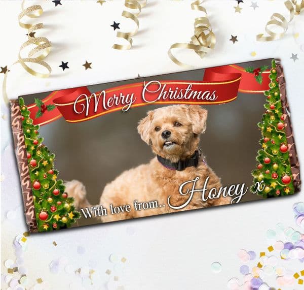 Personalised Charity Christmas Your Cat / Dog PHOTO Chocolate Bar - Stocking Filler Gift N111