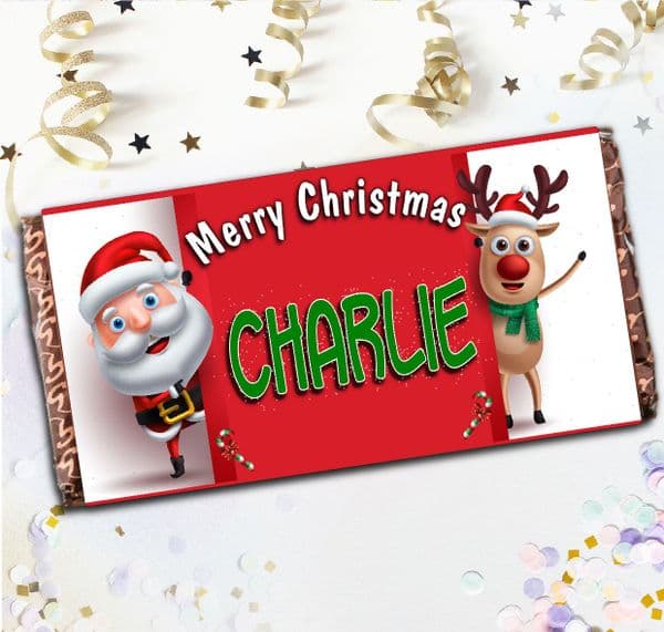 Personalised Christmas Milk Chocolate Bar - Santa Christmas Stocking Filler Gift N149