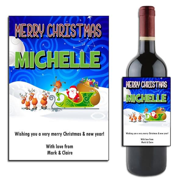 Personalised Christmas Santa Wine or Champagne Bottle Label N170