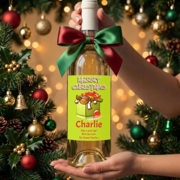 Personalised Christmas Wine / Champagne Bottle Label N4