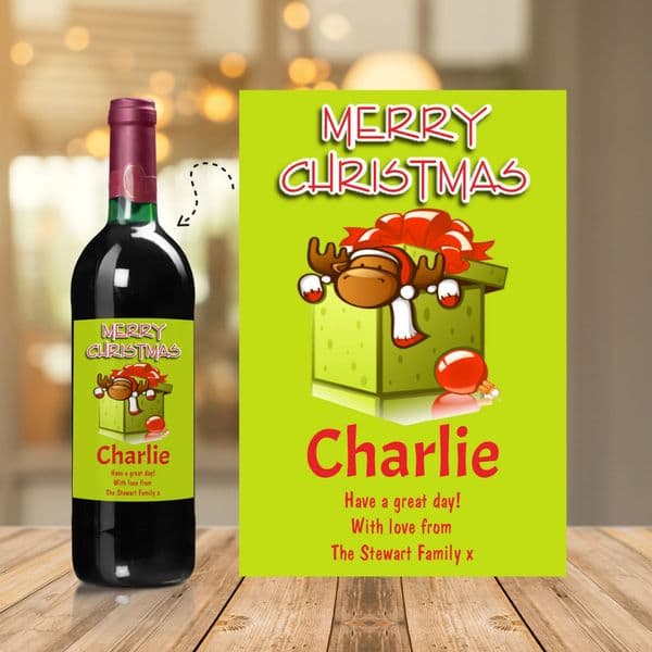 Personalised Christmas Wine / Champagne Bottle Label N4