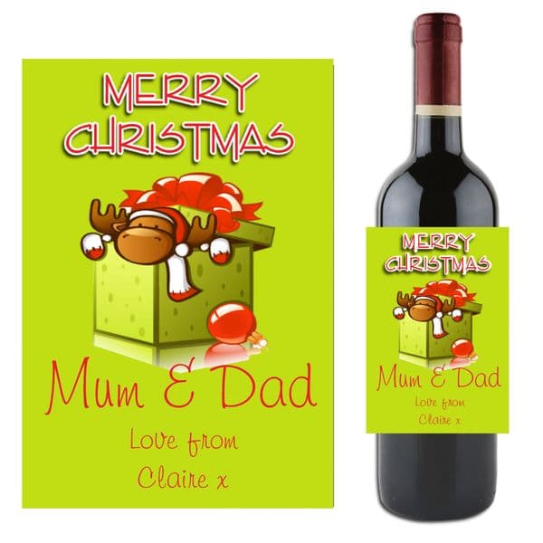 Personalised Christmas Wine / Champagne Bottle Label N4