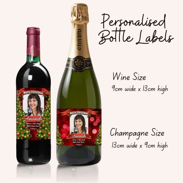 Personalised Christmas Wine / Champagne Bottle PHOTO Label N118