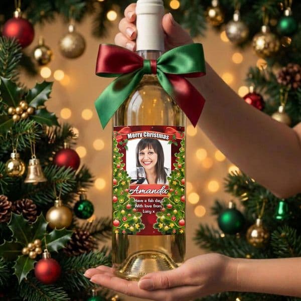 Personalised Christmas Wine / Champagne Bottle PHOTO Label N118