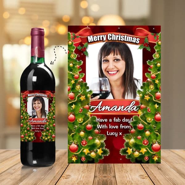 Personalised Christmas Wine / Champagne Bottle PHOTO Label N118
