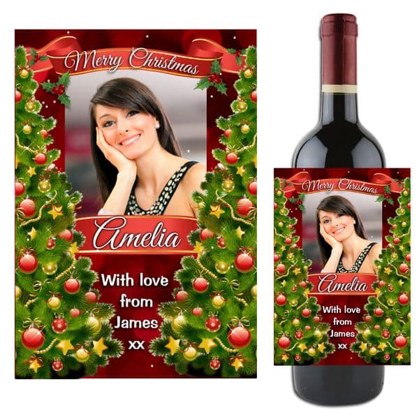 Personalised Christmas Wine / Champagne Bottle PHOTO Label N118