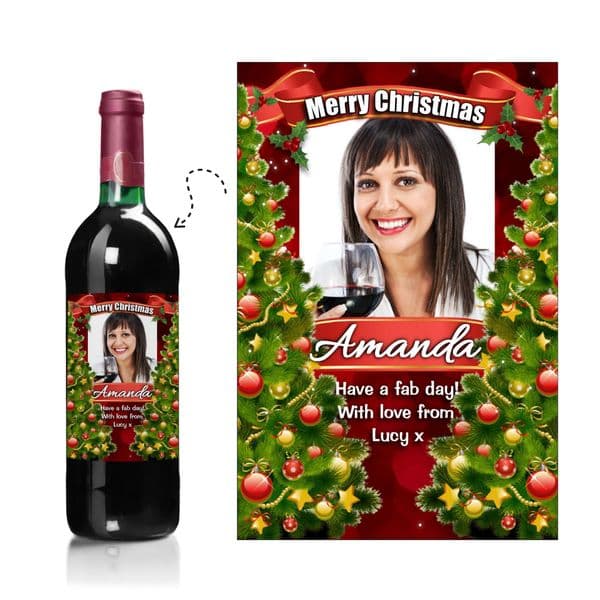 Personalised Christmas Wine / Champagne Bottle PHOTO Label N118
