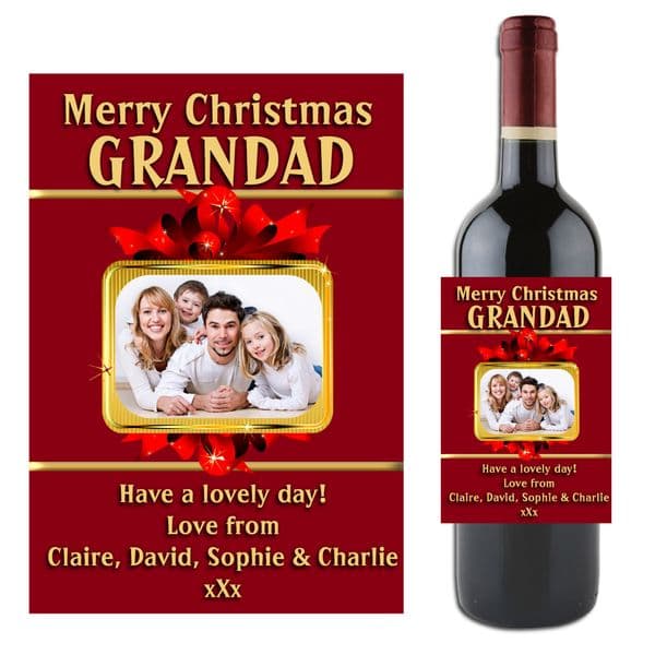 Personalised Christmas Wine / Champagne Bottle PHOTO Label N2