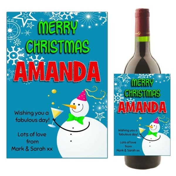 Personalised Christmas Wine or Champagne Bottle Label N165
