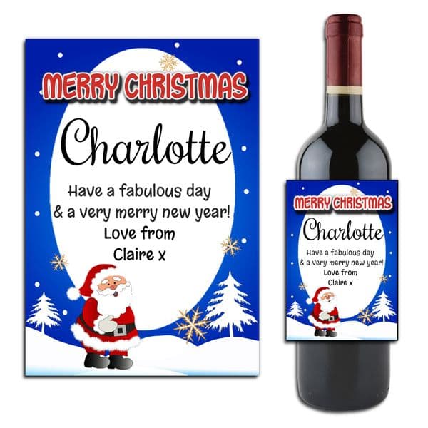 Personalised Christmas Wine or Champagne Bottle Label N166