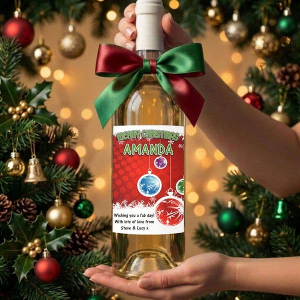 Personalised Christmas  Wine or Champagne Bottle Label N169