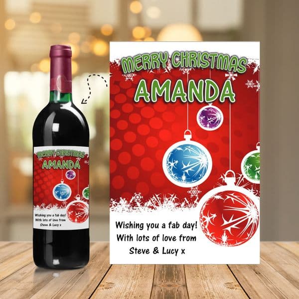 Personalised Christmas  Wine or Champagne Bottle Label N169