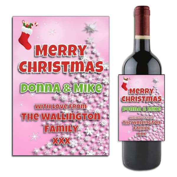 Personalised Christmas Wine or Champagne Bottle Label N171
