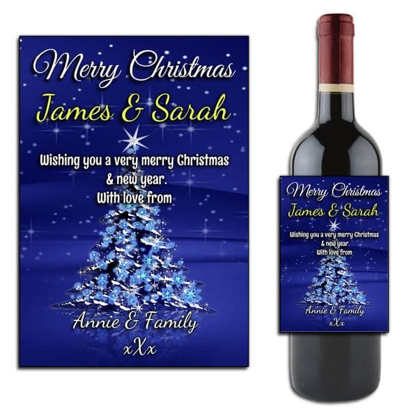 Personalised Christmas Wine or Champagne Bottle Label N172