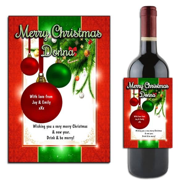 Personalised Christmas Wine or Champagne Bottle Label N173