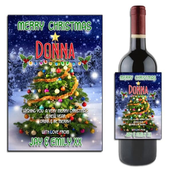 Personalised Christmas Wine or Champagne Bottle Label N174