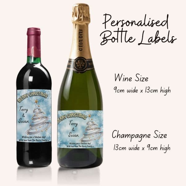 Personalised Christmas  Wine or Champagne Bottle Label Sticker N168