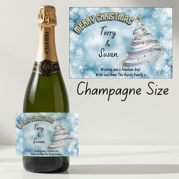 Personalised Christmas  Wine or Champagne Bottle Label Sticker N168