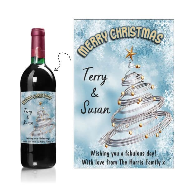 Personalised Christmas  Wine or Champagne Bottle Label Sticker N168